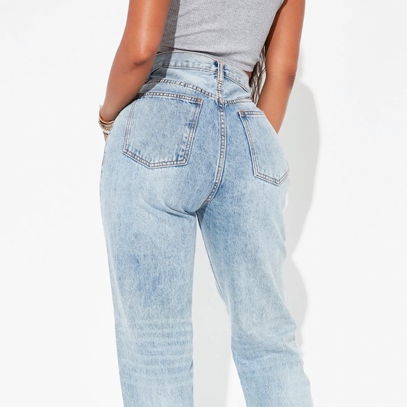 Fashionnova Crossover Straight Leg Jeans - Picture 3 of 6